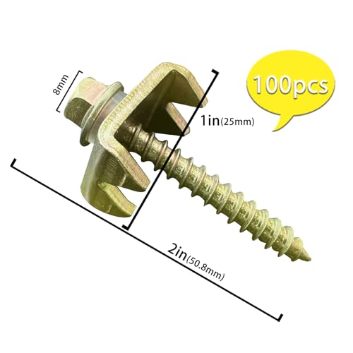 100Pcs Fence Staples, Reusable Wire Fence Staples Fasteners for Mesh and Woven Fencing, Reuse Fence Nails Screws for Chicken Wire Fencing, Faster and Easier for Repairing Wire Fence - size: 2in-100pcs