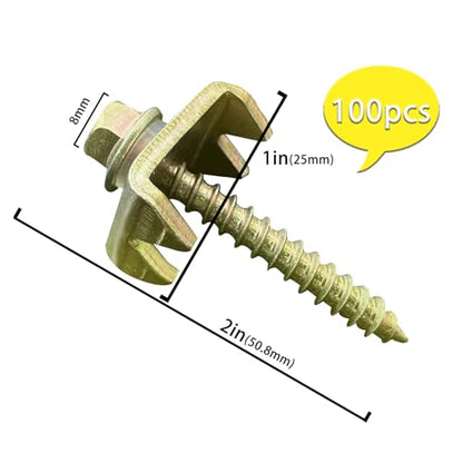 100Pcs Fence Staples, Reusable Wire Fence Staples Fasteners for Mesh and Woven Fencing, Reuse Fence Nails Screws for Chicken Wire Fencing, Faster and Easier for Repairing Wire Fence - size: 2in-100pcs