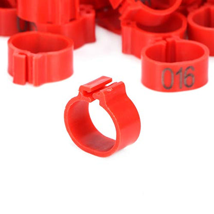 100 Piece Numbered Bird Leg Rings, 001 to 100 Plastic Poultry Identification Bands, Clip on Leg Rings for Chicks, Pigeons, Bantams and Finches(10mm) - size: 10mm