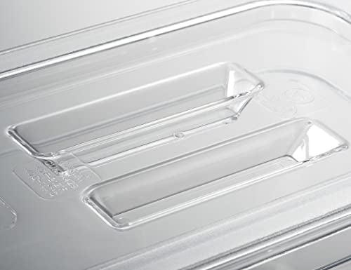 CURTA 6 Pack NSF Notched Food Pan Cover, 1/4 Size Clear Polycarbonate Lid with Handle for Commercial Food Pan, Dishwasher & Freezer Safe Plastic Clear - color: 1/4 Size, size: Handled & Notched Lids
