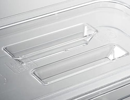 CURTA 6 Pack NSF Notched Food Pan Cover, 1/4 Size Clear Polycarbonate Lid with Handle for Commercial Food Pan, Dishwasher & Freezer Safe Plastic Clear - color: 1/4 Size, size: Handled & Notched Lids