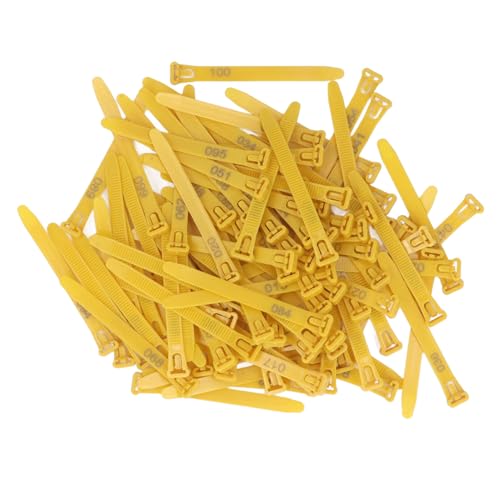 Zopsc Chicken Leg Rings, Numbered Identification Bands for Chicks, Pigeons, Ducks, Goose, Poultry Leg Bands with Numbers, Durable Poultry Identification Rings for Farm - color: Yellow
