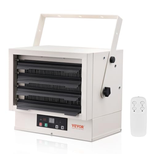 VEVOR Electric Garage Heater, 7500 Watt Digital Fan Forced Wall Ceiling Mount Shop Heater, Remote Control, Overheat Protection, Hardwired Heater with 9 Hour Timer, ETL Listed