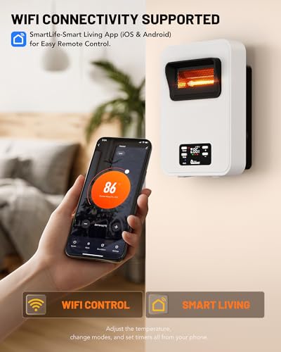 Dr. Infrared Heater Ecoheat Wall Hung or Wall Mounted Electric Space Heater, Dual System with Infrared and Fan Forced, Remote Control, 1500W, White
