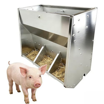 Hog Feeder for Pigs Heavy Duty Steel Piglets Feeder, Moisture Proof Piglet Creep Feeder with Self Feeder, Multipurpose Trough Creep Feeder Outdoor Livestock Feeder, for Barn, Farm,Silver,60cm - size: 60cm