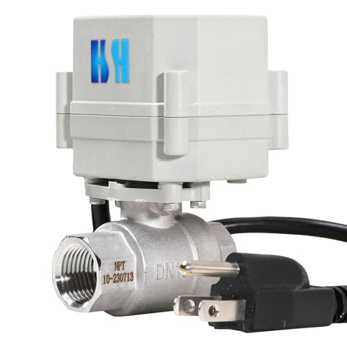 1/2" DN15 110-230VAC Normally Closed Stainless Steel 304/CF8 Motorized Electrical Ball Valve With U.S. Plug - color: Stainless Steel Normally Closed, size: 1/2 Inch