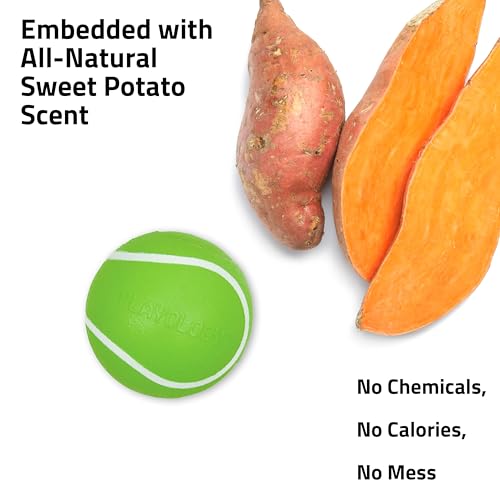 Playology Dog Toys | Squeaky Chew Ball for Dogs, Value 3-Pack | Sweet Potato Scented Small Dog Balls | Bouncy Floating Chew Toys for Fetch - size: Small (VALUE 3-Pack), style: Sweet Potato