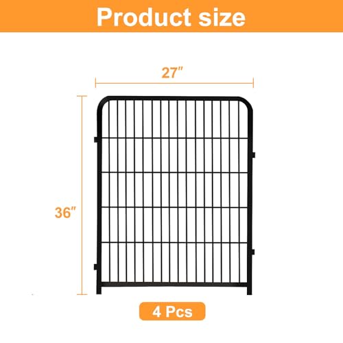 Getlay Garden Fencing 36 Inch High, 4 Panels Total 8.9 Ft(L) Dog Fence Outdoor for Yard, 4 One-Sided Plate, No Door, Anti Dig Fence Barrier, Dog Pen, Rabbit Fences, Garden Fences and Borders - size: 36''(H)-4panels-8.9ft(L) no gate