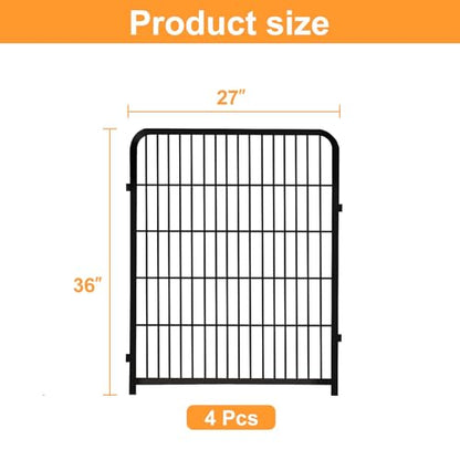 Getlay Garden Fencing 36 Inch High, 4 Panels Total 8.9 Ft(L) Dog Fence Outdoor for Yard, 4 One-Sided Plate, No Door, Anti Dig Fence Barrier, Dog Pen, Rabbit Fences, Garden Fences and Borders - size: 36''(H)-4panels-8.9ft(L) no gate