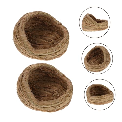 ORFOFE 2pcs Natural Straw Woven Chicken Nest Coop Nesting Pad for Chickens Small Pet Bed