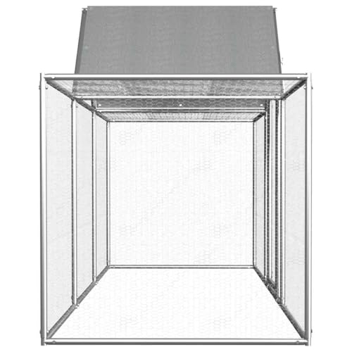 Galvanized Steel Chicken Coop 9.8'x3.3'x4.9' Silver Water-Resistant Roof Metal Animal Hutch for Outdoor Indoor Rabbits Ducks Hens - size: 9.8' x 3.3' x 4.9' (W x D x H)