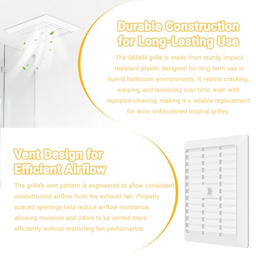 G686N Bathroom Vent Fan Grille/Cover Replacement, Compatible with Broan-NuTone Models 686, Durable White Exhaust Fan Cover (1 Pack - color: 1 Pack