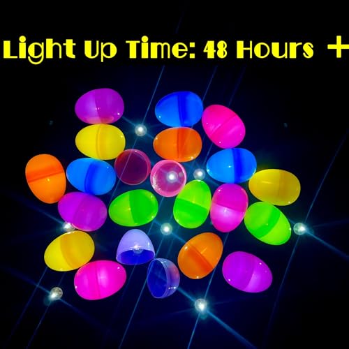 GiftExpress 150 Pcs Plastic Glow in the Dark Easter Eggs Non Electronic & 150 Mini Flashing Light Balls Standalone, Preinstalled Batteries – Two Separate Accessories for Glow Easter Egg Hunt