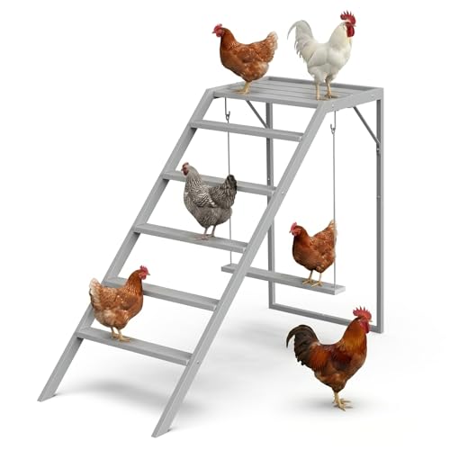 Chicken Coop, Chicken Perches with Swing, Chicken Roosting Bars, Chicken Activity Play Toys, Wooden Chicken Ladder for Pet's Healthy & Happy, Suitable for Backyard Farm