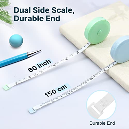 Tape Measure, 5 Pack Measuring Tape for Body Measurements Weight Loss, Retractable Sewing Fabric Cloth Tailor Waist Soft Small Pink Tape Measure Body Measuring Tape, 150cm/60inch - size: 60in