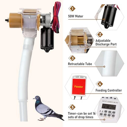 Automatic Chicken Feeder Timer and Duck Feeder, 16 Groups Timed Poultry Feeder Great for Chickens, Ducks, Geese, Pigeons, Fish, Dogs, Fish, Cats
