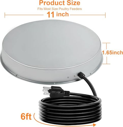 Poultry Chicken Water Heater: Chicken Water Heater Base for Winter, for Plastic/Metal Poultry Watere Under 3 Gallons(11 inch), Heated Waterer for Chickens 125W - size: 11 inch (1-Pack)