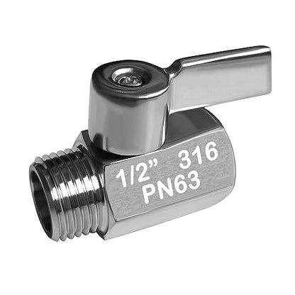 Beduan Mini Ball Valve Stainless Steel(316) 1/2" NPT Male x NPT Female Mini Ball Shutoff Valve (Pack of 1) - size: 1/2 Inch, style: 1 PACK