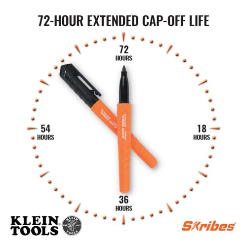 Klein Tools 8610112 Skribes Fine Tip Permanent Markers, Professional-Grade Ink, Multi-Surface Jobsite Marker for Wet, Dry and Oily Surfaces, Black, 12-Pack - style: 12-Pack Black