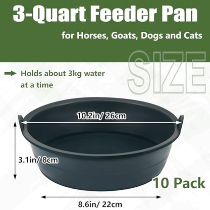Sadnyy 5 Pcs Feed Pan 0.75 Gallon/3 Quart Utility Horse Feed Bucket Livestock Feeder Tubs Ox Tendon Bowl for Horses Dog Cats Goats Chicken Dust Bath - size: 0.75 Gallon/3 Quart
