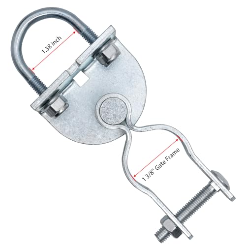 2 Pack T-Post Gate Hinge Kit, Heavy Duty 1-3/8" U-Bolt Clamps for T-Post & 1-3/8" Pipe - Farm Gate Hardware for Chain Link, Metal Post & Wood Gates