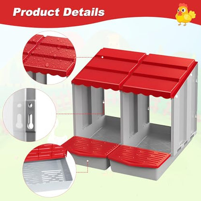 Chicken Nesting Boxes,2 Hole Nesting Box for Chicken Coop, Rolling Egg Collection and Protection Nesting Boxes - size: 2 Compartment