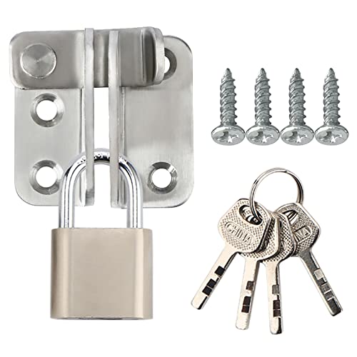 Alise Flip Latch Gate Latches Set with Padlock,Slide Bolt Latch Safety Door Lock Catch for Barn Cabinet Pet Cage Garden Bathroom Garage Window Sliding Door,Stainless Steel Brushed Finish,MS3001LS-SET - color: Brushed Nickel, size: Small Size