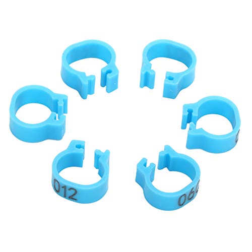 Gavigain 8mm Pigeon Leg Bands 0-100 Numbers Chicken Identification Leg Bands for Bantam Finch Dove Lovebird Coturnix Quail (Blue) - color: Blue