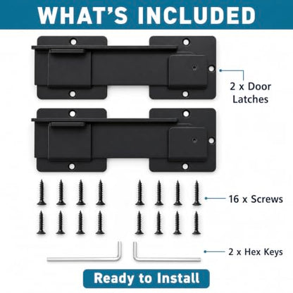 2 Pack Heavy Duty Flip Latch Gate Lock with Padlock Hole, 7.5" Adjustable Aluminum Barn Door Latches Hardware for Wooden Fence, Outdoor Shed & Pool