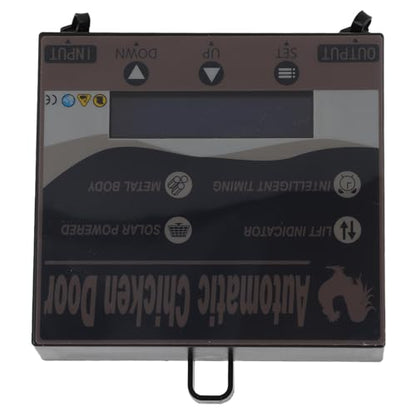 Alomejor Automatic Chicken Coop Door, Solar Powered Programmable Timer Control with HD LED Display for Chicken Duck Goose Poultry Coop Accessory