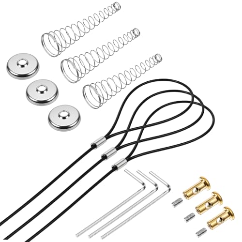 3 Sets Gate Latch Cable Pull, Black Gate Latch Pull Cord with Spring, Stainless Steel 2"-6" Adjustable Door Latch Gate Opener for Metal Wooden Fence Garden Backyard