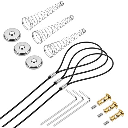 3 Sets Gate Latch Cable Pull, Black Gate Latch Pull Cord with Spring, Stainless Steel 2"-6" Adjustable Door Latch Gate Opener for Metal Wooden Fence Garden Backyard