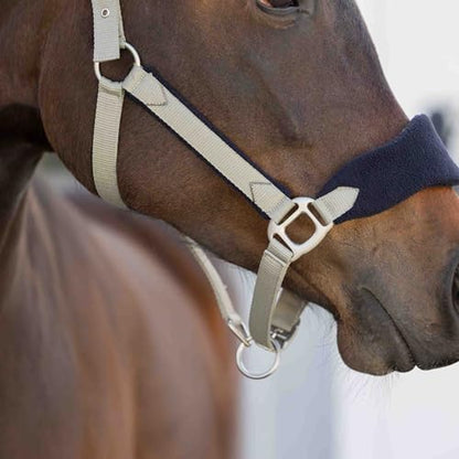 Equinavia Saga Fleece Padded Breakaway Halter - Light Olive/Black - Warmblood - color: Light Olive/Black, size: Warmblood