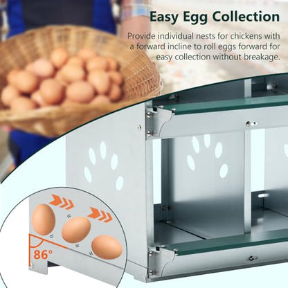 Durable Metal Chicken Nesting Box for Hens, Wall-Mounted Poultry Nest Box with Ventilated Design to Support Natural Laying Behavior (4-Hole,Green) - color: 4-Hole,Green