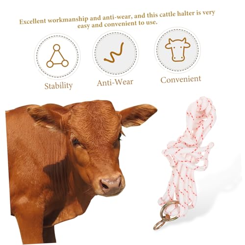 Rope Cattle Halter Leading Rope Handmade Braided Cattle Bridle Wear-Resistant Traction Adjustable Size for Livestock Handling