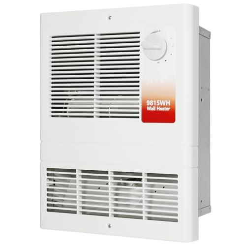 9815WH Large Capacity electric wall heater with Thermostat for Bedroom, Living Rooms, etc., Wall Heater 1500 Watt, 120/240 Volt, White