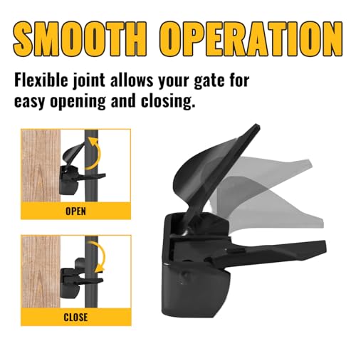 VIVIDA Black Butterfly Gate Latch 1-3/8" to 1-5/8", Wall Mount Flat Back Gate Fork Lock with Padlock Hole, Wood to Metal Gate Latch, Black, 1 PCS - color: Black, 1 Pack
