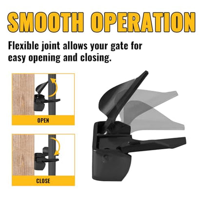 VIVIDA Black Butterfly Gate Latch 1-3/8" to 1-5/8", Wall Mount Flat Back Gate Fork Lock with Padlock Hole, Wood to Metal Gate Latch, Black, 1 PCS - color: Black, 1 Pack