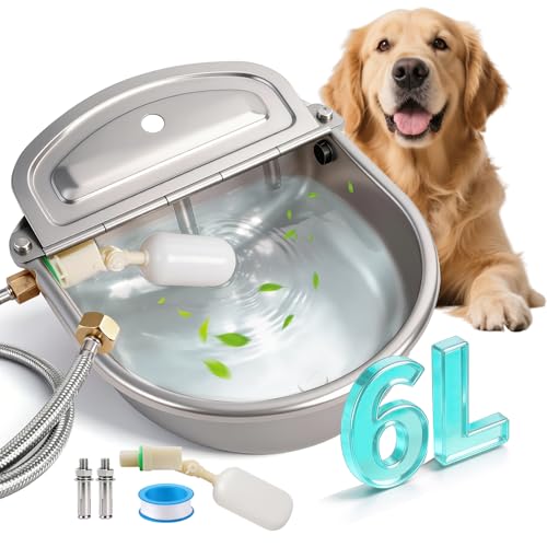 Large Automatic Dog Water Dispenser Outdoor, Auto Refill Water Bowl for Dogs Cats, Livestock Waterer 304 Stainless Steel Water Bowl for Pig Cow Goat Sheep Deer Chicken (Large)