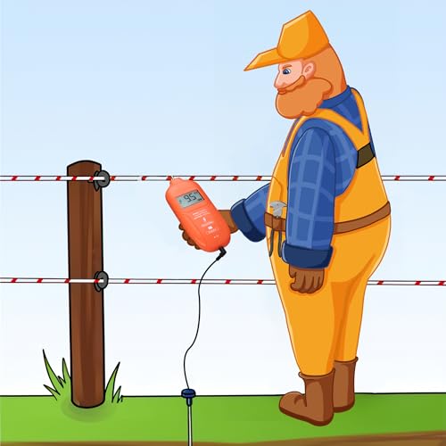 Electric Fence Tester Fault Finder Digital Electric Fence Voltage Tester Max 19.9kv, Fence Voltage Tester with Large LCD Display, Grounding & 1.5V Battery Included