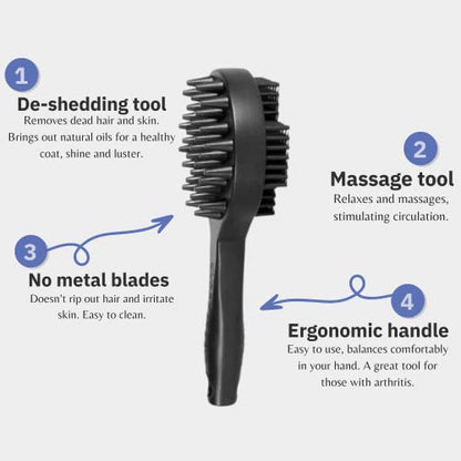 Curry on a Stik' - Dog Brush for Shedding, Grooming, Bathing, & Therapeutic Massage Tool - For Long & Short Haired Dogs - Decreases Shedding & Increases Coat Health - Veterinarian Approved - Ergonomic