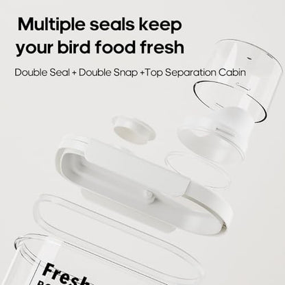 3 Qt/2.8 L Bird Seed Storage Container with Lids Airtight Measuring Cup, Bird Seed Dispenser Pet Food Container Are Used to Store Bird Food, Chicken Feed BPA Free (2.8L, White) - color: 2.8L/White