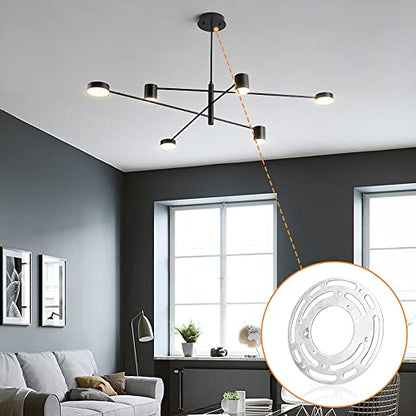 Upgraded Version - 2 Sets 4" Diameter Light Fixture Mounting Bracket, Helunsi Universal Crossbar for Lighting, Ceiling Fan Light Fixture Mounting Plate, Steel Circle Crossbar with Complete Accessories
