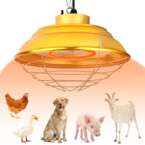 600W Chicken Coop Heaters Lamp, Waterproof Heat Lamp for Chickens with 2-Stage, Brooder Heater for Chicks with Chain for Indoor & Outdoor Use Heating Lamps for Chicken Livestock Dog Sheep Pet - size: 600w