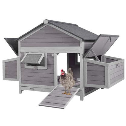Large Chicken Coop for Outdoor- Poultry Cage with Two Nesting Boxes, and Asphalt Waterproof Roof