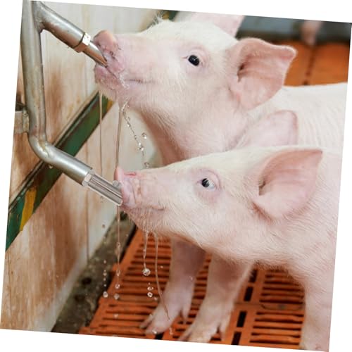 TOYANDONA -Splash Stainless Steel Pig Nipple Drinker Automatic Watering Nozzle for Heavy-Duty Livestock Waterer for Farm Use Splashproof Design for Clean Bedding