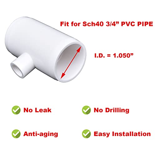 Chicken Waterer PVC Tee Fittings 3/4 Inch (12-Pack) for Threaded Poultry Waterer Cups/Nipples/Feeders, Suitable for Chicks, Duck, Goose, Turkey - Fits 3/4" Sch. 40 PVC Pipes