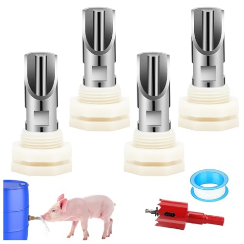 Stainless Steel Automatic Pig Nipple Drinkers for Barrel Kit Water Tank Connector Set for Hogs Goats Swine and Piglets Stainless Steel 4pcs - color: Stainless steel, size: 4pcs