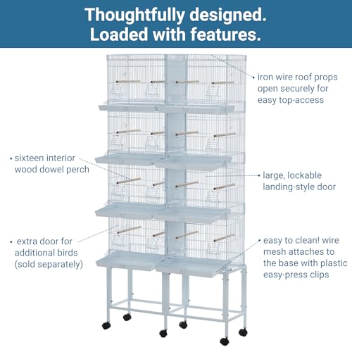 Garvee Lot-4 Breeding Bird Cage, Parrot Cage, Stackable Center Divided Breeder, Seperate Removable Tray, Removable Divider, Lockable Caster, for Birds and Finch
