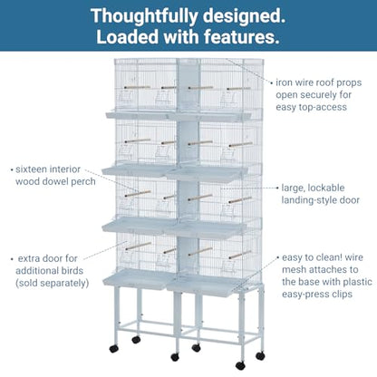 Garvee Lot-4 Breeding Bird Cage, Parrot Cage, Stackable Center Divided Breeder, Seperate Removable Tray, Removable Divider, Lockable Caster, for Birds and Finch